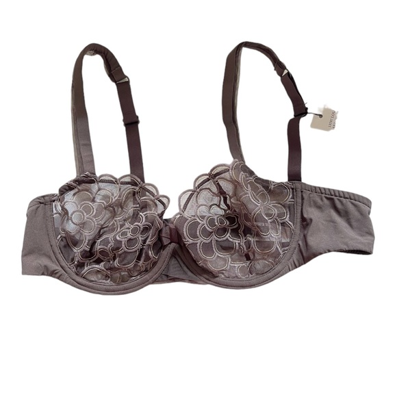 🆕 Lou Paris Smoke Grey Lace Bra - Women’s Size 38B / B38 - Picture 2 of 11
